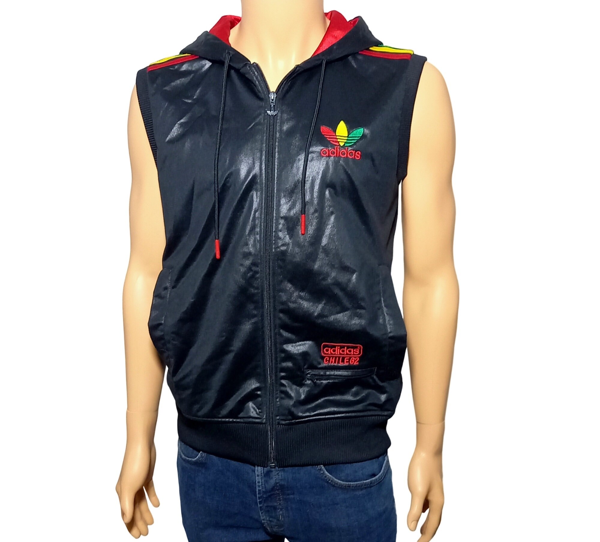 ADIDAS Sleeveless Jacket Chile 62 Rasta Jamaica Bob Limited Shiny Rare Vintage Etsy