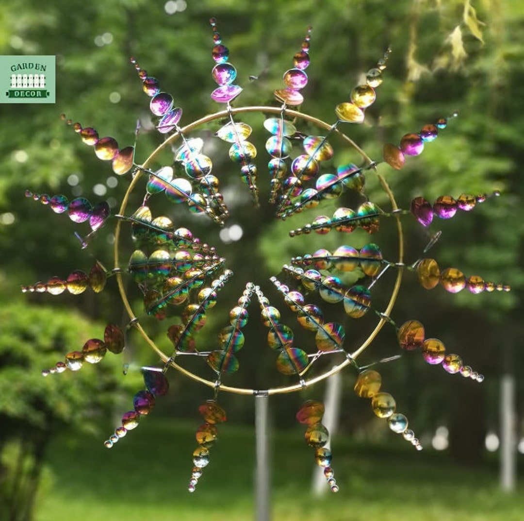 Wind Spinner Unique Yard Art and Solarpowered Metal Windmill