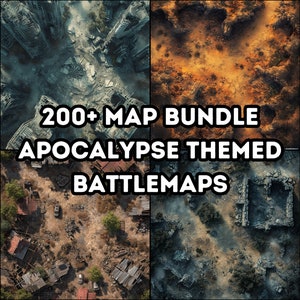 Pacote com mais de 200 mapas de RPG apocalípticos, Dungeons and Dragons, RPG, Alto nível de detalhes, Terrenos variados, apocalipse, Mapas de batalha, Vista aérea superior