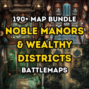 Pacote com mais de 190 mapas de batalha de mansões nobres e distritos ricos, Dungeons and Dragons, RPG, Iso, alto nível de detalhes, terrenos de classe alta, aristocrático