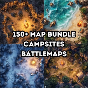 150+ Campingplätze und Schlachtfeldkarten: Dungeons and Dragons, RPG, Iso, High Detail Bundle, Abwechslungsreiches Gelände, Luftaufnahme von oben