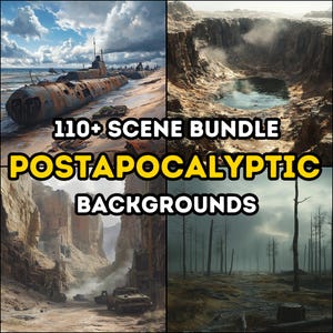110+ Post-Apocalyptic Scenes Bundle, Dystopian RPG, DM Resources, Sci-Fi Landscapes, Wasteland Backgrounds, High Detail Digital Art