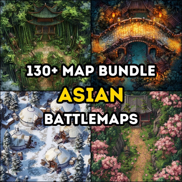 130+ Asia themed RPG Maps Bundle, Dungeons and Dragons, RPG, Iso, High Detail Bundle, Varied Terrains, Campaign, Japan, Oriental theme.