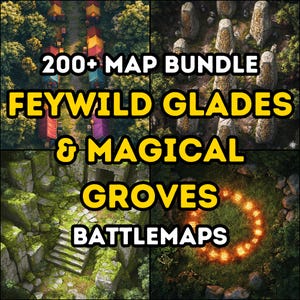 Pacote com mais de 200 mapas de batalha Feywild Glades e Magical Groves, Dungeons and Dragons, RPG, Iso, alto nível de detalhes, terrenos encantados, Fae Realm