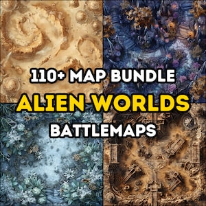 110+ Alien Planets Maps Bundle, Dungeons and Dragons, RPG, Iso, High Detail Bundle, Abwechslungsreiches Gelände, Weltraum-Kampagne, Luftaufnahme von oben