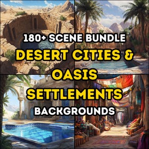 Pacote de cenas de RPG com mais de 180 cidades do deserto e assentamentos de oásis, Dungeons and Dragons, RPG de fantasia, recursos de DM, pacote de alto nível de detalhes, Desert Land