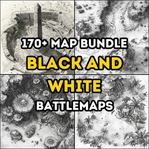 170+ zwart-wit schetsstijl RPG Battlemaps-bundel, Dungeons and Dragons, ISO, High Detail, Varied Terrains, campagne, DnD.