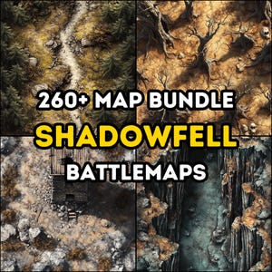 Pacote com mais de 260 mapas de batalha de Shadowfell, Dungeons and Dragons, RPG, Iso, alto nível de detalhes, terrenos sombrios, cenário de fantasia sombria