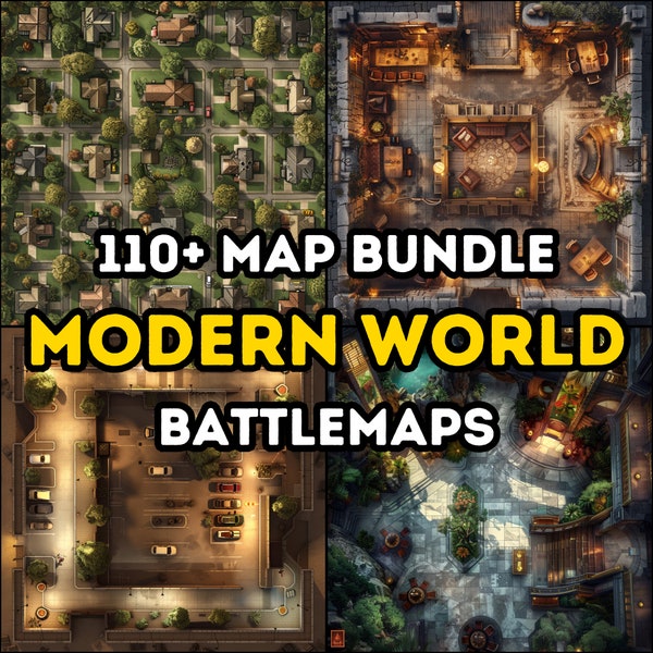 110+ Modern World RPG Maps Bundle, Dungeons and Dragons, RPG, Iso, High Detail Bundle, Varied Terrains, campaign, Aerial top view.