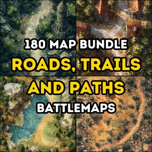 Pacote de mapas RPG com 180 estradas, trilhas e caminhos, Dungeons and Dragons, Iso, pacote com muitos detalhes, terrenos variados, campanha, paisagens variadas.