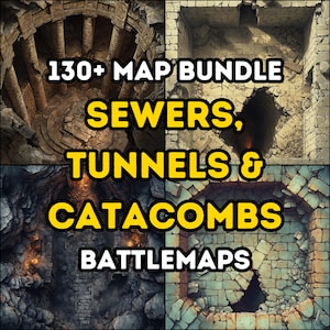 130+ Sewers, Tunnels & Catacombs Battle Maps Bundle, Dungeons and Dragons, RPG, Iso, High Detail, Urban Underground Terrain, Dungeon Crawls