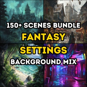 Mais de 150 pacotes de cenas de RPG de fantasia, Dungeons and Dragons, RPG, recursos DM, pacote de alto detalhe, fundos mistos, paisagens variadas.