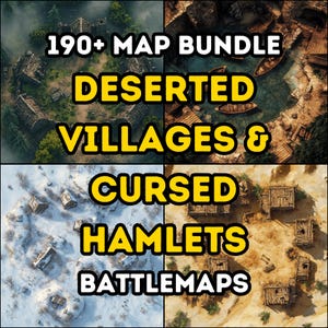 Pacote de 190+ Mapas de Batalha de RPG de Vilas Desertas e Aldeias Amaldiçoadas, Dungeons and Dragons, Iso, Alto Detalhe, Terreno Assombrado, Cidades Fantasmas