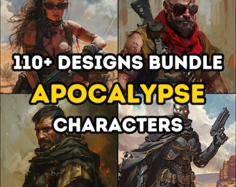 110+ Apocalyptic Character and Villain Collection Design Bundle Pack, Post-apocalyptic campaign, DND RPG, Dungeons and Dragons, Fallout