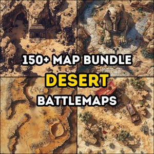 150+ Desert Themed RPG Maps Bundle, Dungeons and Dragons, RPG, Iso, High Detail Bundle, Abwechslungsreiche Terrains, Kampagne, Luftaufnahme von oben.
