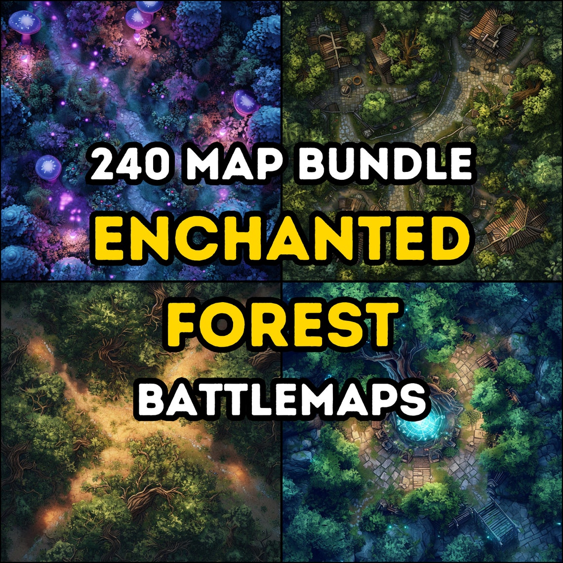 240+ Enchanted Forest RPG Battle Maps Bundle, Dungeons and Dragons, Iso ...