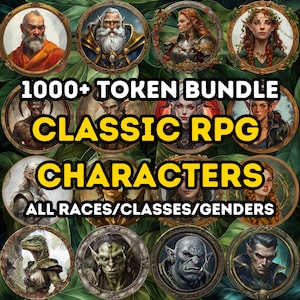Plus de 1000 personnages, toutes classes raciales et tous sexes, RPG et TTRPG du MDN, donjons et dragons, illustrations de PNJ, fiche de personnage