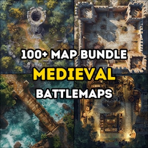 Pacote com mais de 100 mapas de RPG medievais, Dungeons and Dragons, RPG, Iso, pacote com muitos detalhes, terrenos variados, campanha, vista aérea superior.