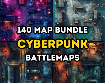 140+ Cyberpunk City RPG Maps Bundle, Dungeons and Dragons, RPG, Iso, High Detail Bundle, Varied Terrains, Campaign, Varied Urban Landscapes.