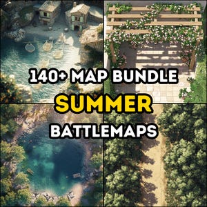 140+ Summer Maps Bundle, Dungeons and Dragons, RPG, Iso, High Detail, Helles Gelände, Küstenwege, Sonnenbeschienene Wälder