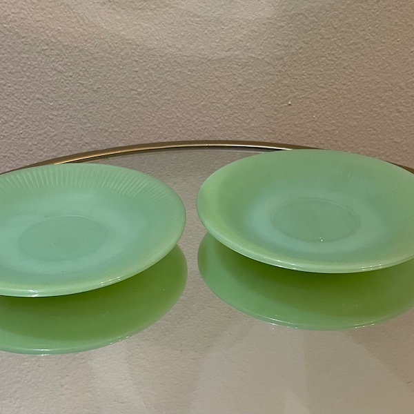 Fire King Jadeite Jane Ray Saucers 5.75” Vintage 1950’s Set of two (2)