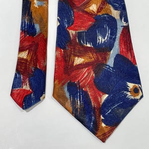 PIERRE CARDIN Men’s Neck Tie 100% Polyester Classic Red Blue Brown Abstract VTG