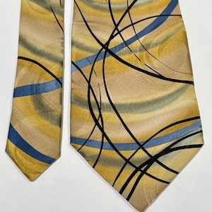 JERRY GARCIA 100% Silk Classic Yellow Gold Blue Birthday Collection Men’s Tie Vintage