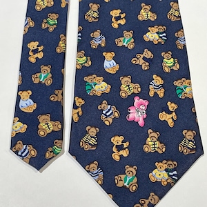 Masonic 32 Degree 100% Silk Necktie Freemasons BLUE Teddy Bear by Alynn Neckwear VTG 1990’s