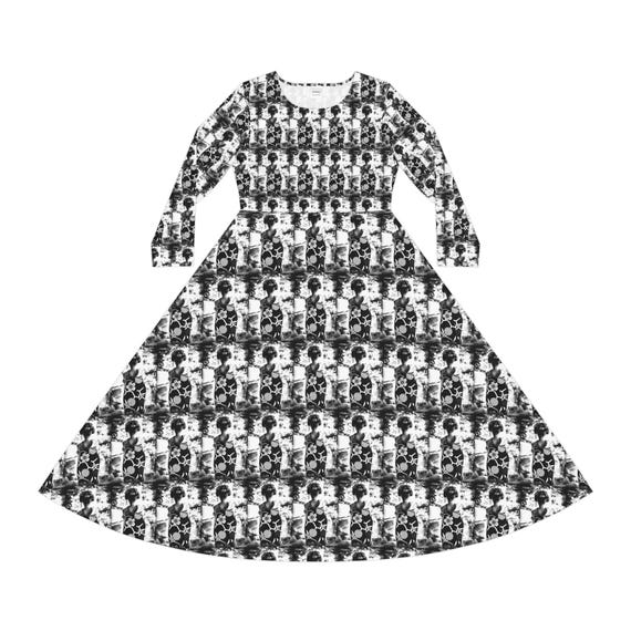 Long Sleeve Dance Dress: Flowy Ballroom Gown for Tango Salsa. - Etsy