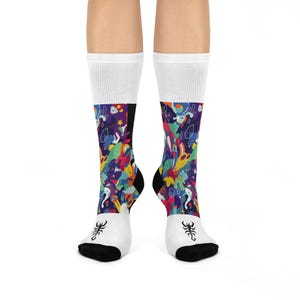 Vibrant Art Crew Socks for Comfort, Colorful Feet, Gift for Her, Cozy Wear, Fun Sock Gift Idea