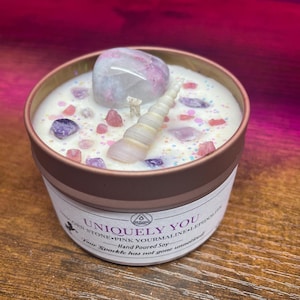 Uniquely You, 4oz Unicorn Stone Candle, Unicorn Candle, Unicorn Stone, Genuine Pegmatite Stone, Unicorn Magic, Gift for her