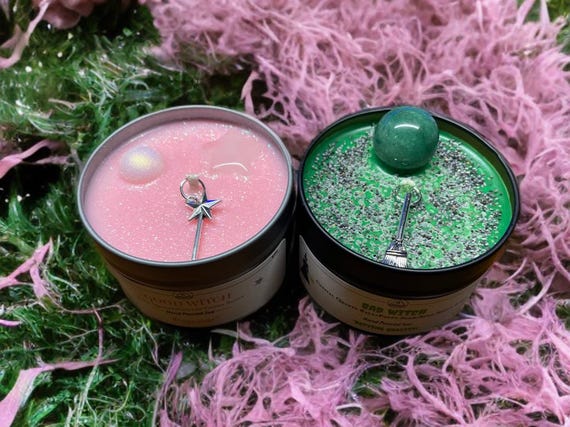 Bad Witch Candle, Good Witch Candle, 4oz Soy Sour Apple Candle, 4oz Soy Cotton Candy Candle, Glinda, Elphaba, Wicked, Wizard of Oz