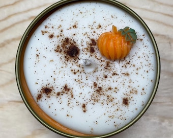Pumpkin Spice Latte Soy Candle, Pumpkin Chai Latte, Fall Scented, 4oz Tin