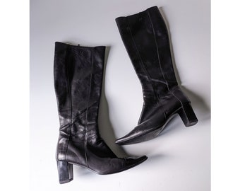 90s Y2K 2000s vintage | E(x)it | black leather boots | size 37 | Exit | Made in Europe