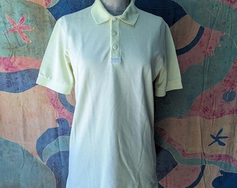 80s 90s vintage | Adidas | polo shirt | size small - medium | pastel faded yellow