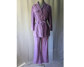 vintage / tailleur pantalone viola / giacca safari + pantaloni / taglia piccola / completo da donna / completo due pezzi / stile anni '90-'70