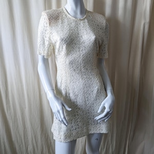 vintage | white mini dress | floral lace dress | summer dress | size small | Made in Italy
