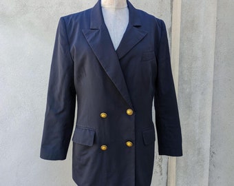 ジャケット・アウター 80s 90s Vintage Navy Blazer Jacket USA Vintage Navy Blazer Jacket: 80s/90s Oversized Leslie Fay, Size 10