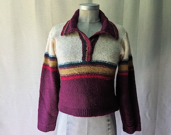 vintage handmade | polo knit sweater | size small | wool blend