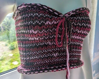 Handarbeit | Strickbandeau Top Crop Top | Größe extra klein | zierlich | y2k 2000er Jahre Stil