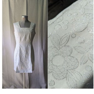 60er 70er Vintage | handgemachtes Minikleid | weißes Blumenkleid | Größe klein - mittel | Brauthochzeit