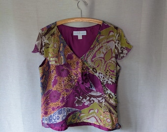 Un Jour Ailleurs | silk floral shirt | summer blouse | size small - medium