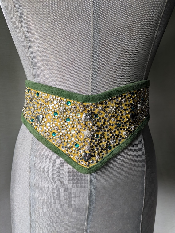 One of a Kind | Handcrafted Leather Belt | Studded Jeweled  display picture 1