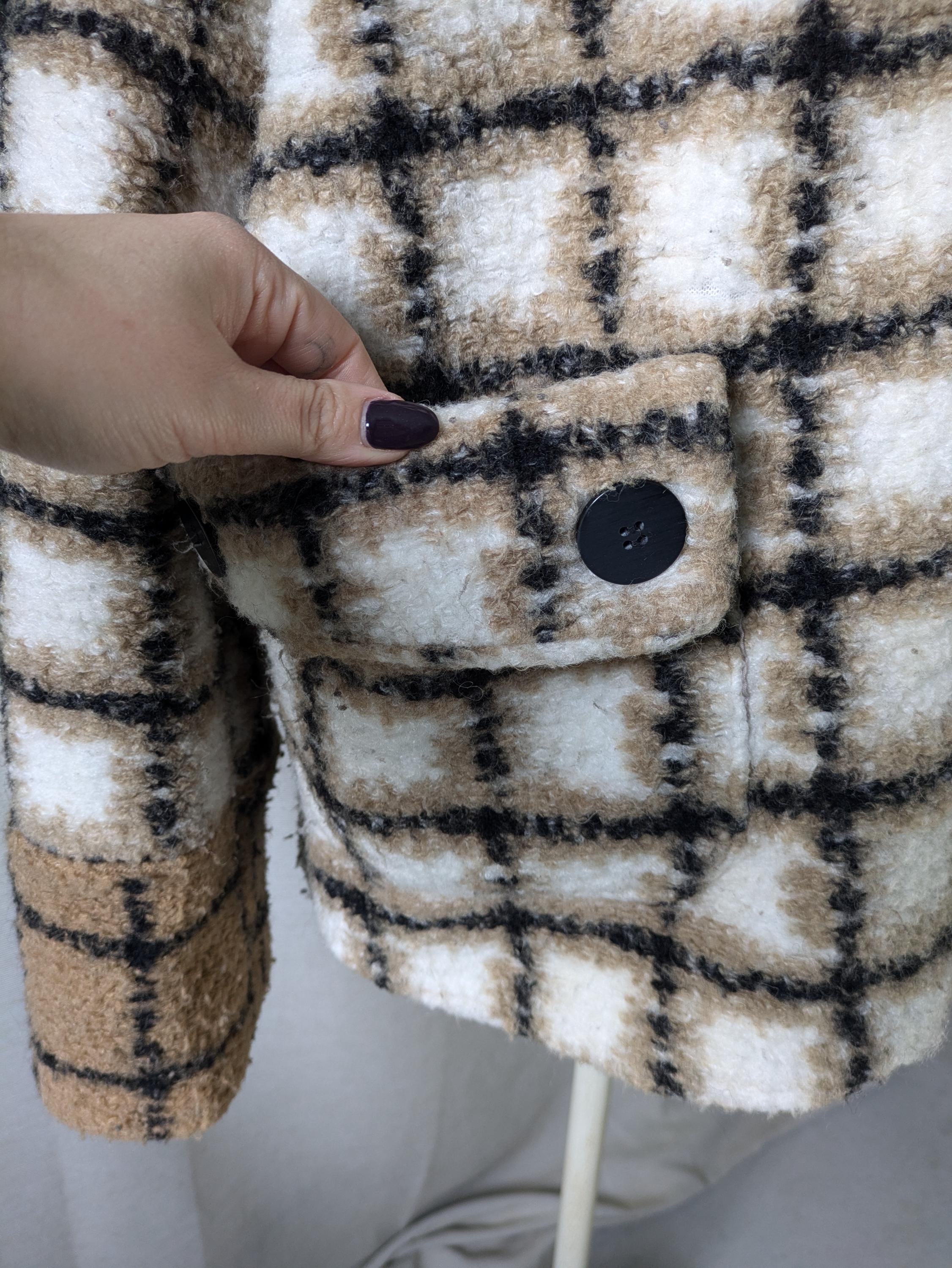 ヴィンテージ | チェック柄ショートコート | ウール混 | サイズ L - XL