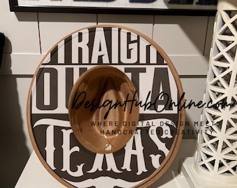 Diseño de sombrero Straight Outta Texas: archivo de ala ancha grabado a mano y con láser