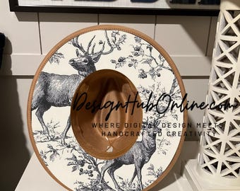 Vintage Deer Hat Design - Wide Brim Laser and Hand-Burn File