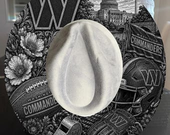 Commanders Tribute Wide Brim Hat Burning Design (Laser & Hand Burned PNG)
