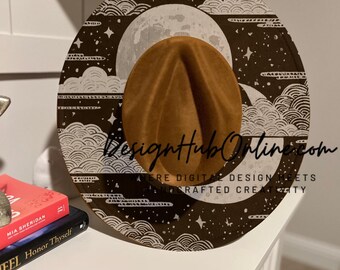 Luna Stars Hat Design - Wide Brim Laser and Hand-Burn File