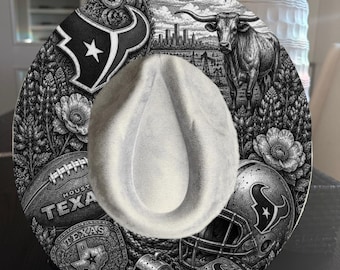 Texans Hut mit breiter Krempe Brennender Design (Laser & Handgebranntes PNG)