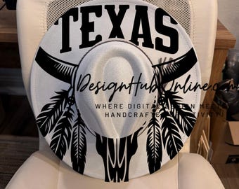 Texas Skull Design - Wide Brim Laser and Hand-Burn File